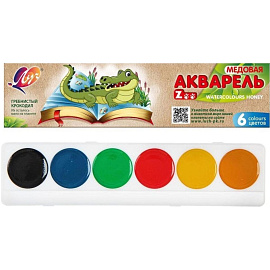 Краски акварельные медовые Луч Zoo 6 цветов 44 г фото Краски акварельные медовые Луч Zoo 6 цветов 44 г