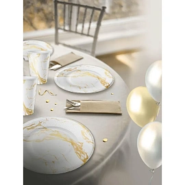 Набор стаканов одноразовых Империя Поздравлений Белый мрамор 250 мл (6 штук в упаковке)