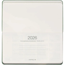 Еженедельник датированный 2026 год InFolio Universe искусственная кожа А6 64 листа мятный, I1840emb/mint