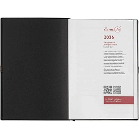 Ежедневник датированный 2026 год Escalada искусственная кожа А5 176 листов чёрный (чёрный обрез), 70273