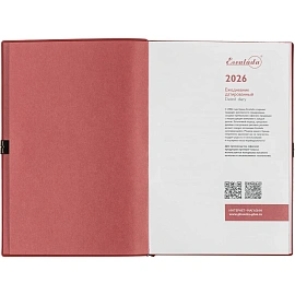 Ежедневник датированный 2026 год Escalada искусственная кожа А5 176 листов красный с фиксирующей резинкой (красный обрез), 70275