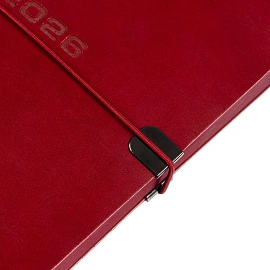 Ежедневник датированный 2026 год Escalada искусственная кожа А5 176 листов красный с фиксирующей резинкой (красный обрез), 70275