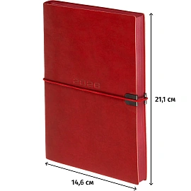 Ежедневник датированный 2026 год Escalada искусственная кожа А5 176 листов красный с фиксирующей резинкой (красный обрез), 70275