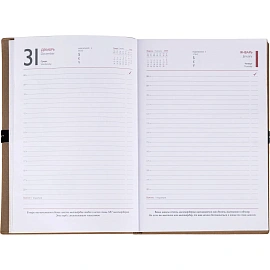 Ежедневник датированный 2026 год Escalada искусственная кожа А5 176 листов бежевый с фиксирующей резинкой (бежевый обрез), 70276