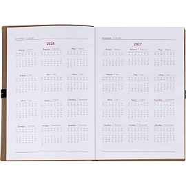 Ежедневник датированный 2026 год Escalada искусственная кожа А5 176 листов бежевый с фиксирующей резинкой (бежевый обрез), 70276