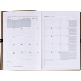 Ежедневник датированный 2026 год Escalada искусственная кожа А5 176 листов бежевый с фиксирующей резинкой (бежевый обрез), 70276