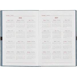 Ежедневник датированный 2026 год Escalada искусственная кожа А5 176 листов голубой с фиксирующей резинкой (голубой обрез), 70277