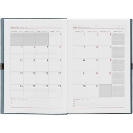 Ежедневник датированный 2026 год Escalada искусственная кожа А5 176 листов голубой с фиксирующей резинкой (голубой обрез), 70277