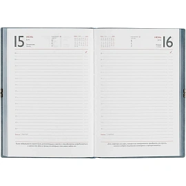 Ежедневник датированный 2026 год Escalada искусственная кожа А5 176 листов голубой с фиксирующей резинкой (голубой обрез), 70277