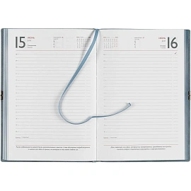 Ежедневник датированный 2026 год Escalada искусственная кожа А5 176 листов голубой с фиксирующей резинкой (голубой обрез), 70277