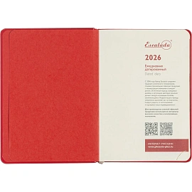 Ежедневник датированный 2026 ESCALADA А6+ (126x174мм), 176л, красный 70293