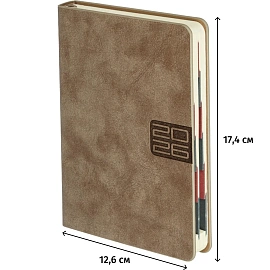 Ежедневник датированный 2026 ESCALADA А6+ (126x174мм), 176л, бежевый 70294