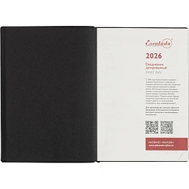 Ежедневник датированный 2026 год Escalada искусственная кожа А6+ 176 листов чёрный, 70297