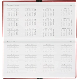 Еженедельник датированный 2026 год Escalada искусственная кожа 175х95 мм 64 листа красный с фиксирующей резинкой, 70394