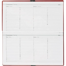 Еженедельник датированный 2026 год Escalada искусственная кожа 175х95 мм 64 листа красный с фиксирующей резинкой, 70394