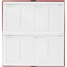 Еженедельник датированный 2026 год Escalada искусственная кожа 175х95 мм 64 листа красный с фиксирующей резинкой, 70394