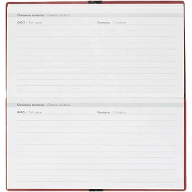 Еженедельник датированный 2026 год Escalada искусственная кожа 175х95 мм 64 листа красный с фиксирующей резинкой, 70394