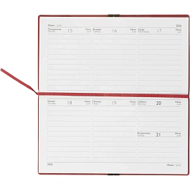 Еженедельник датированный 2026 год Escalada искусственная кожа 175х95 мм 64 листа красный с фиксирующей резинкой, 70394