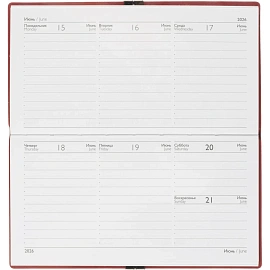 Еженедельник датированный 2026 год Escalada искусственная кожа 175х95 мм 64 листа красный с фиксирующей резинкой, 70394