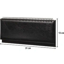 Планинг датированный 2026 год Escalada искусственная кожа 310x130 мм 64 листа черный (чёрный обрез), 70321