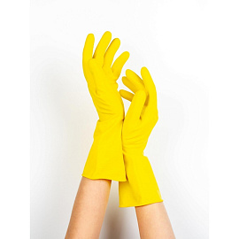 Перчатки латексные Paclan Professional с хлопковым напылением жёлтые (размер XL, 4073284)
