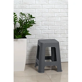 Табурет Ротанг квадратный серый (полипропилен)