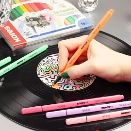 Фломастеры K-BEATS наб 15цв в коробке,пастель,неон.цв
