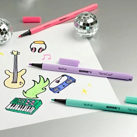 Фломастеры Kores K-beats 26 цветов с вентилируемыми колпачками