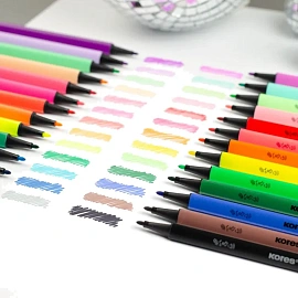 Фломастеры Kores K-beats 26 цветов с вентилируемыми колпачками