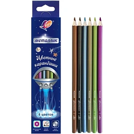 Карандаши цветные Луч Фантазия 6 карандашей 6 цветов шестигранные (металлические)