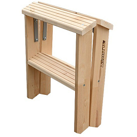 Стремянка деревянная двусторонняя с широкими ступенями 2х2 ступени