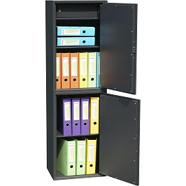 Шкаф металлический (архивный) для документов Комус Мебель TSL-150/2M (тёмно-серый, 460х340х1500 мм)