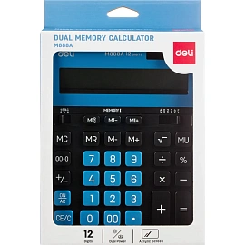 Калькулятор настольный Deli EM888A 12-разрядный чёрный 208x162x32 мм