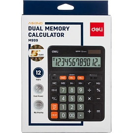 Калькулятор настольный Deli EM999 12-разрядный чёрный 210x160x36 мм