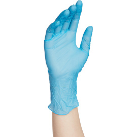 Перчатки медицинские смотровые нитриловые Русская Медицинская Упаковка стерильные неопудренные размер M (7-8) голубые (50 пар/100 штук в упаковке)