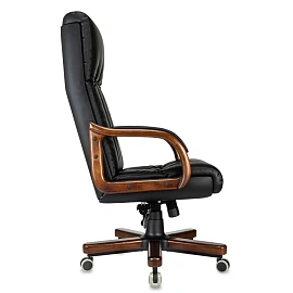 Кресло VB_ Бюрократ T-9932Walnut черный эко.кожа крестов. металл/дерево