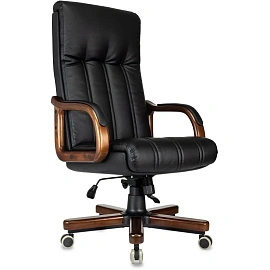 Кресло VB_ Бюрократ T-9932Walnut черный эко.кожа крестов. металл/дерево