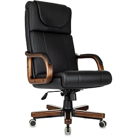 Кресло для руководителя Бюрократ T-9933 чёрное (экокожа, металл/дерево)