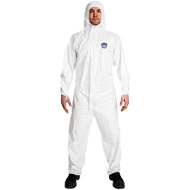 Комбинезон одноразовый с капюшоном VestProm 600 белый 43 г/кв.м (размер L)