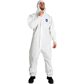 Комбинезон одноразовый с капюшоном VestProm 600 белый 43 г/кв.м (размер L)
