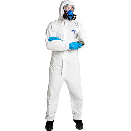 Комбинезон одноразовый с капюшоном VestProm 600 белый 43 г/кв.м (размер L)