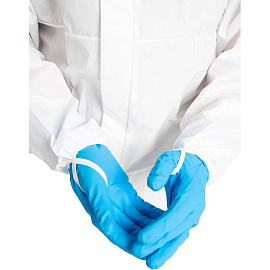 Комбинезон одноразовый с капюшоном VestProm 600 белый 43 г/кв.м (размер L)