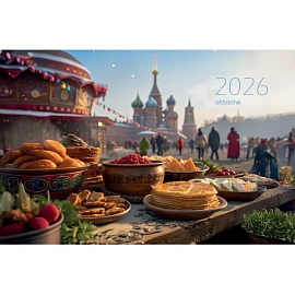 Календарь настенный 3-х блочный 2026 Масленица 34x80.5 см