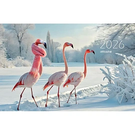 Календарь настенный 3-х блочный 2026 Розовый фламинго 30.5x67.5 см