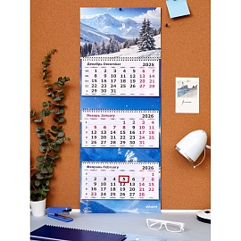 Календарь настенный 3-х блочный 2026 природа 30.5x78 см