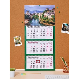 Календарь настенный 3-х блочный 2026 Крепость 33x70.5 см