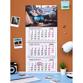 Календарь настенный 3-х блочный 2026 Путешествия 33x70.5 см