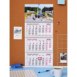 Календарь настенный 3-х блочный 2026 Парки 30.5x67.5 см