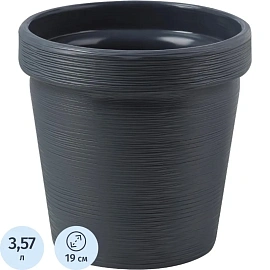 Кашпо La decoro Терра 3.57 л с внутренней вставкой 2.85 л антрацит (19x19 см)
