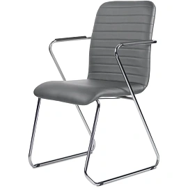 Стул офисный Easy Chair Честер тёмно-серый, экокожа, металл, хромированный